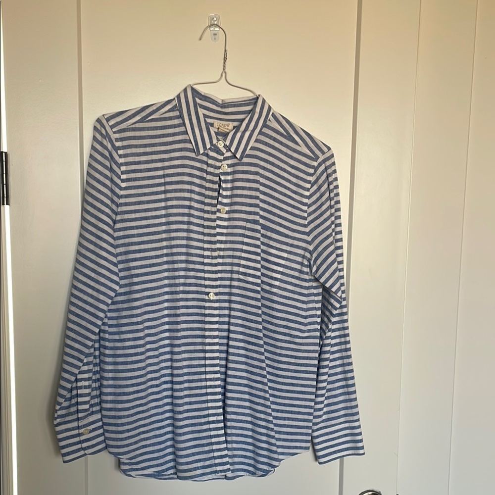 J. Crew Blue and White Casual Button Down Shirt